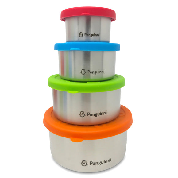 Stainless Steel and Silicone Snack Containers (4 Pack)